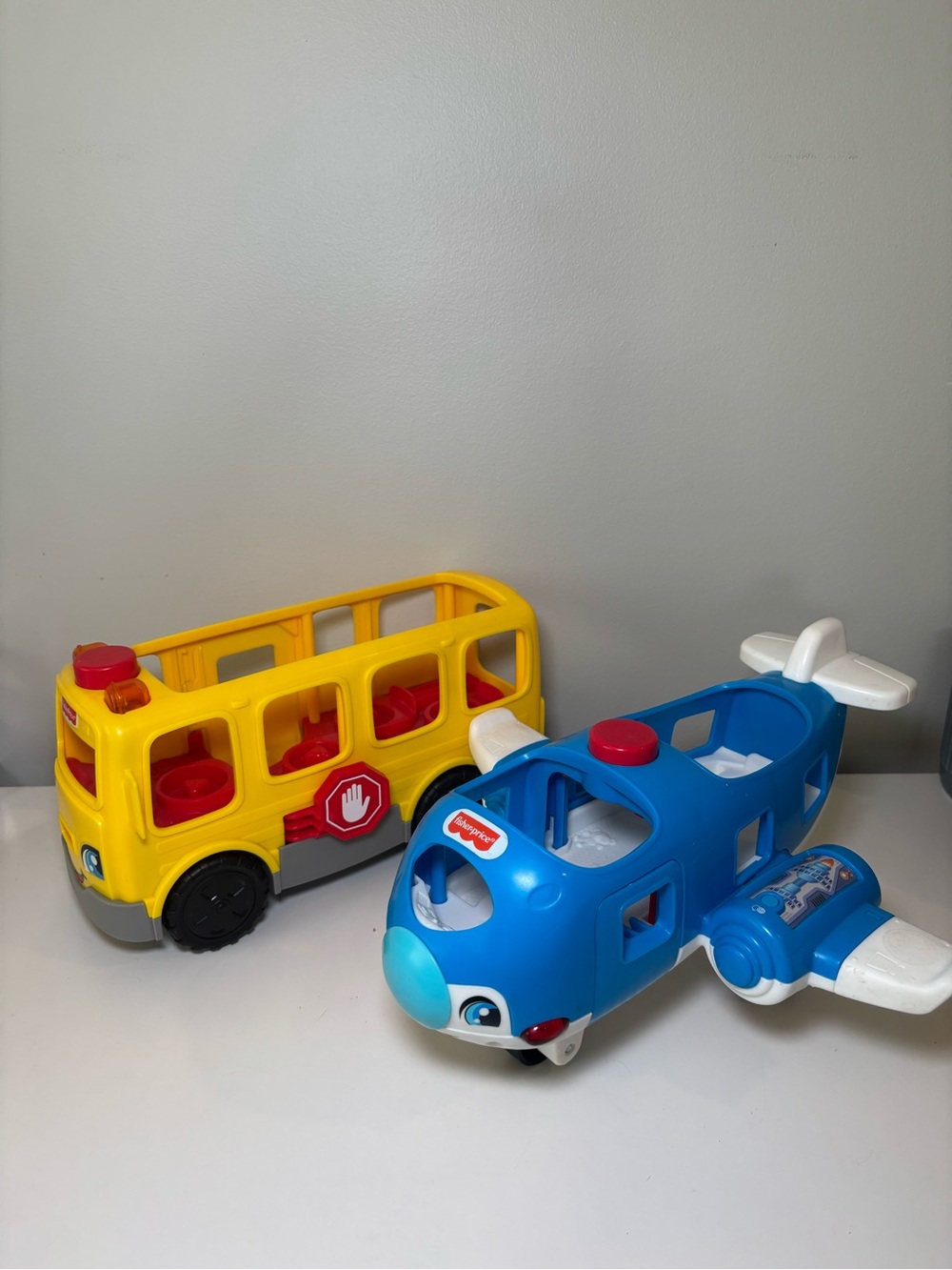 Fisher-Price Blue Airplane & Yellow School Bus